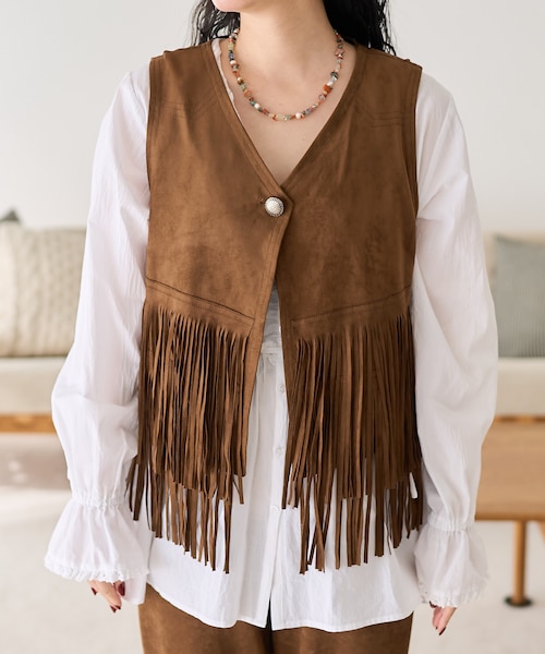 MAHIYA ジョプリン スエード フリンジベスト MAHIYA ジョプリン スエード フリンジベスト フェザーフリンジ