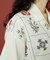 パッチワーク花刺繍シャツ
