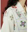 パッチワーク花刺繍シャツ