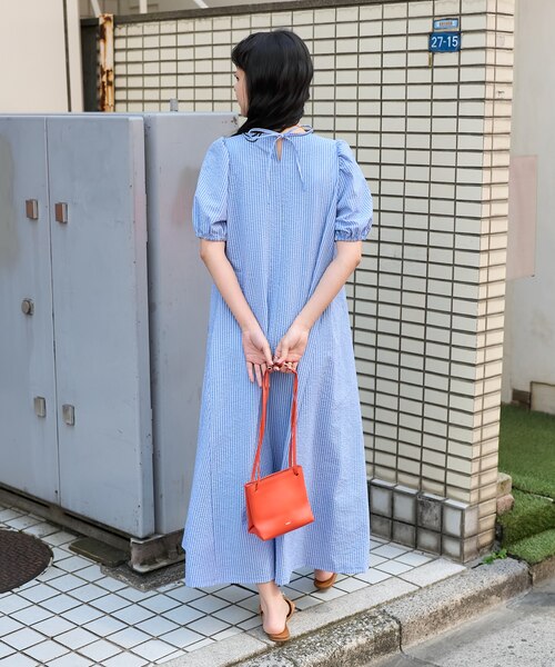 新品◼︎サウザンドマイル×フリークスストア別注 シアサッカー パフワンピース FREAK'S STORE ワンピース THOUSAND MILE × STORE/サウザンド