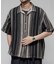インド製 リラックスフィット 総柄レース マルチストライプ オープンカラーシャツ ショートスリーブ