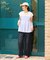ストライプ切替 フレンチスリーブTシャツ