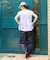 ストライプ切替 フレンチスリーブTシャツ