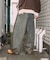 ワイドシルエット カーブ ダメージ加工 デニムパンツ