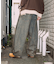 ワイドシルエット カーブ ダメージ加工 デニムパンツ
