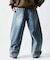 ワイドシルエット カーブ ダメージ加工 デニムパンツ