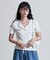 リボン柄 針抜きフライス ヘンリーネックTシャツ
