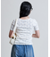 リボン柄 針抜きフライス ヘンリーネックTシャツ
