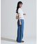 リボン柄 針抜きフライス ヘンリーネックTシャツ