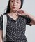 花柄 針抜き フライス ヘンリーネックTシャツ