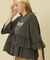 ティアードフリルロゴ切替 7分袖Tシャツ