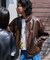 別注 LEATHERETTE Stand Collar Blouson