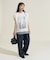 チュールドッキング フォトプリント ノースリーブTシャツ
