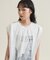 チュールドッキング フォトプリント ノースリーブTシャツ