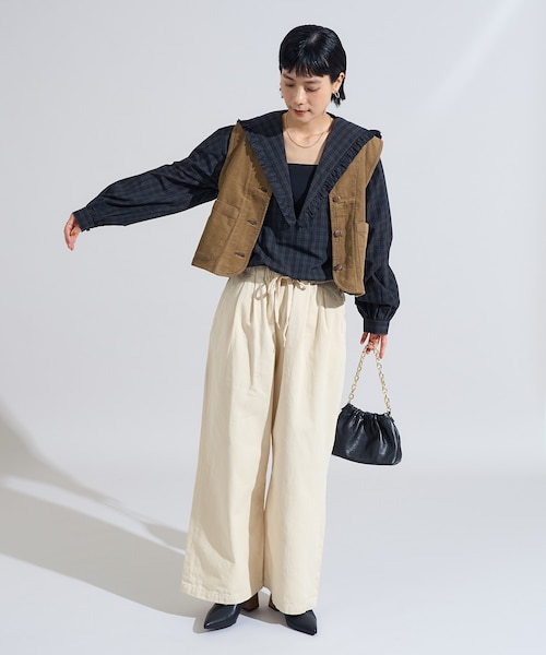 別注 バッグギャザー コーデュロイベスト｜フリークスストアの