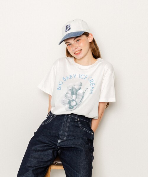 1LDK×big baby ice cream プリント Tシャツ XL 別注 BIG BABY ICE CREAM フォトプリント Tシャツ｜フリークス