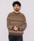 総柄 フェアアイル モール クルーネックニット