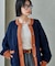 パッチワーク ケーブル 配色ニットカーディガン