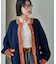 パッチワーク ケーブル 配色ニットカーディガン