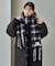 カシミヤ入り チェックボリュームマフラー