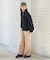 配色 裾フリル ニット イージーパンツ