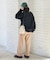 配色 裾フリル ニット イージーパンツ