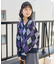 アーガイルVネックニット