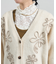配色 コード刺繍 花柄 ニット カーディガン