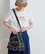 別注 配色ステッチ フラワー刺繍ショルダーバッグ