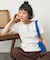 Wフェイス 配色 ヘンリーネックTシャツ