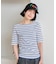 コットンモダール 5分袖ボーダーTシャツ
