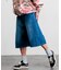 ワイドシルエット ワンウォッシュ カーブデニム クロップド ショートパンツ