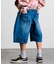 ワイドシルエット ワンウォッシュ カーブデニム クロップド ショートパンツ