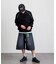 ワイドシルエット ワンウォッシュ カーブデニム クロップド ショートパンツ