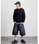 ワイドシルエット ワンウォッシュ カーブデニム クロップド ショートパンツ