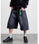 ワイドシルエット ワンウォッシュ カーブデニム クロップド ショートパンツ