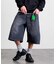 ワイドシルエット ワンウォッシュ カーブデニム クロップド ショートパンツ