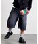 ワイドシルエット ワンウォッシュ カーブデニム クロップド ショートパンツ