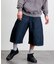ワイドシルエット ワンウォッシュ カーブデニム クロップド ショートパンツ