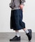 ワイドシルエット ワンウォッシュ カーブデニム クロップド ショートパンツ