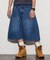 ワイドシルエット ワンウォッシュ カーブデニム クロップド ショートパンツ