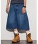 ワイドシルエット ワンウォッシュ カーブデニム クロップド ショートパンツ