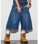 ワイドシルエット ワンウォッシュ カーブデニム クロップド ショートパンツ