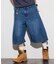 ワイドシルエット ワンウォッシュ カーブデニム クロップド ショートパンツ