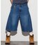 ワイドシルエット ワンウォッシュ カーブデニム クロップド ショートパンツ