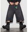 ワイドシルエット ワンウォッシュ カーブデニム クロップド ショートパンツ
