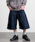 ワイドシルエット ワンウォッシュ カーブデニム クロップド ショートパンツ