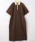 配色ハーフジップワンピース