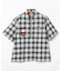 別注 リラックスフィット ハーフジップ ワンポイントロゴ 半袖ワークシャツ/チェック