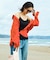 【Beach & Festival】Vネック バックオープン カップ付きキャミソール
